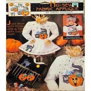 NOS Daisy Kingdom Halloween Autumn No-Sew Fabric Applique 6342 Boo Boo Kitty